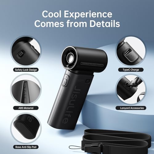JISULIFE Portable Handheld Fan Life9, Turbo Airflow, Up to 18H Runtime, alternate view 6