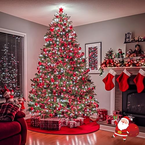 JMEXSUSS163ft 500 LED Red and White Christmas Lights Plug in with 8 Modes in Red White, alternate view 2