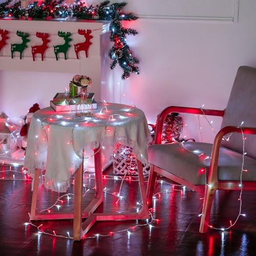 JMEXSUSS163ft 500 LED Red and White Christmas Lights Plug in with 8 Modes in Red White, alternate view 3