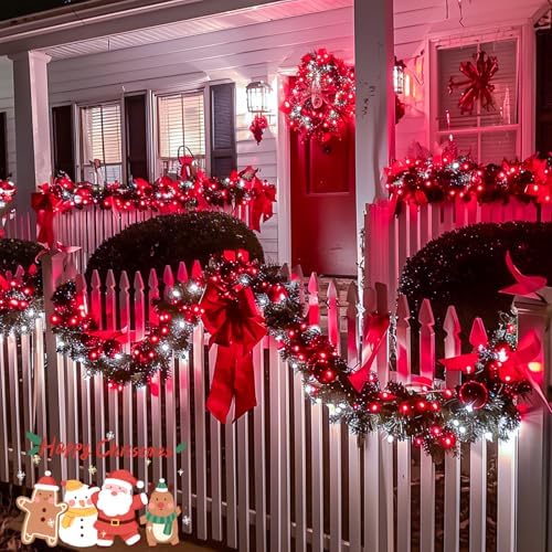 JMEXSUSS163ft 500 LED Red and White Christmas Lights Plug in with 8 Modes in Red White, alternate view 4