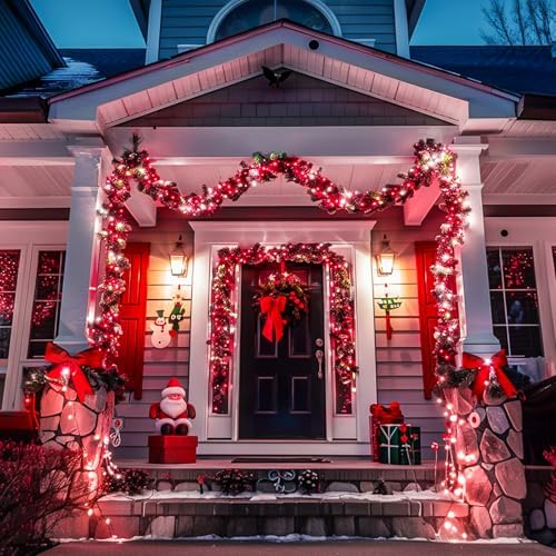 JMEXSUSS163ft 500 LED Red and White Christmas Lights Plug in with 8 Modes in Red White, alternate view 5