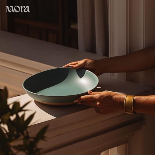 Jumbo and Large Serving Dishes Set of 2, 13 inch and 12 inch Ceramic Pottery Oval Platters - Microwave, Oven and, alternate