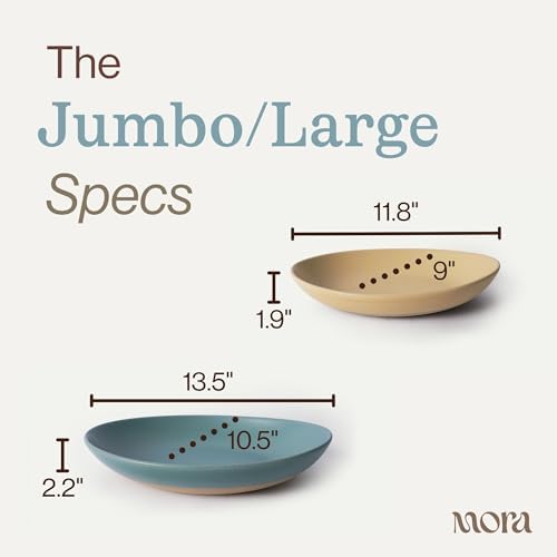 Jumbo and Large Serving Dishes Set of 2, 13 inch and 12 inch Ceramic Pottery Oval Platters - Microwave, Oven and, alternate