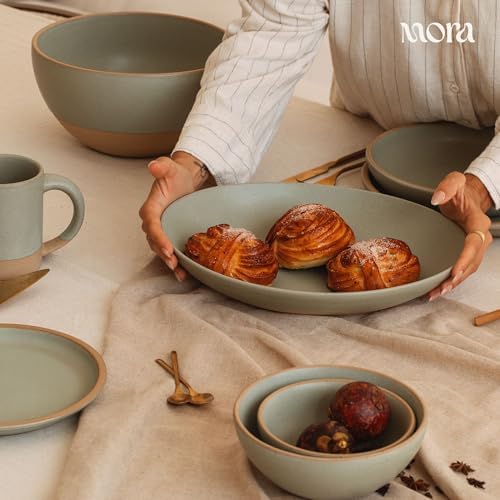 Jumbo and Large Serving Dishes Set of 2, 13 inch and 12 inch Ceramic Pottery Oval Platters - Microwave, Oven and, alternate