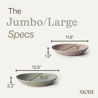 Jumbo and Large Serving Dishes Set of 2, 13 inch and 12 inch Ceramic Pottery Oval Platters - Microwave, Oven and, alternate