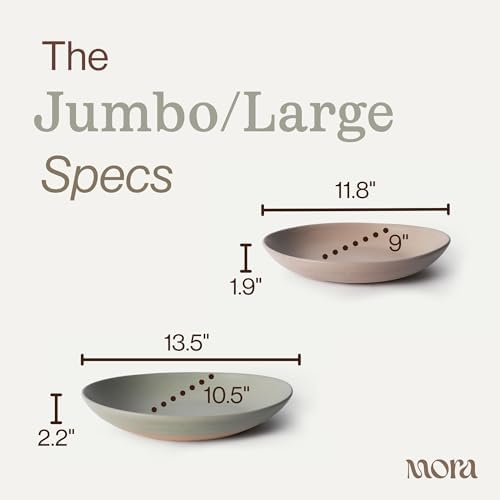 Jumbo and Large Serving Dishes Set of 2, 13 inch and 12 inch Ceramic Pottery Oval Platters - Microwave, Oven and, alternate