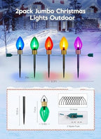 Jumbo C9 Christmas Pathway Lights Outdoor,2Pack Total 17FT C9 Walkway Light, alternate view 3