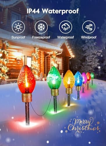 Jumbo C9 Christmas Pathway Lights Outdoor,2Pack Total 17FT C9 Walkway Light, alternate view 4