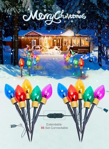 Jumbo C9 Christmas Pathway Lights Outdoor,2Pack Total 17FT C9 Walkway Light, alternate view 5