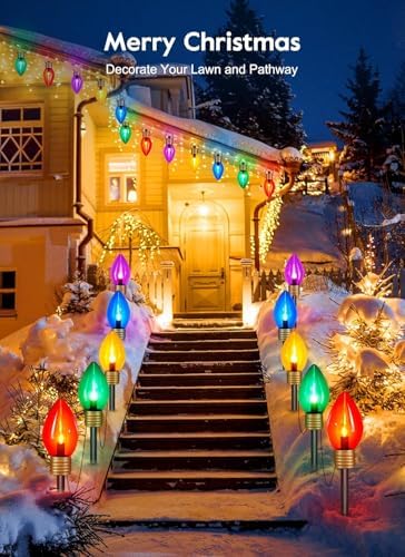 Jumbo C9 Christmas Pathway Lights Outdoor,2Pack Total 17FT C9 Walkway Light, alternate view 6