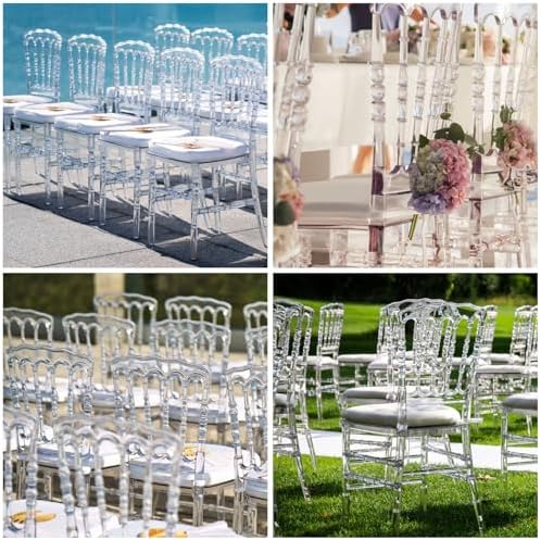 KAIHAOWIN Clear Napoleon Chair- Luxury Acrylic Dining Chairs Transparent Crystal Chair for Wedding Party Events, alternate