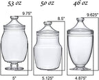 Keep - Acrylic Apothecary Jars (3-Piece Set, 52/50/46 oz) (NOT Glass), Plastic Jars with Lids, Bathroom, alternate view 3