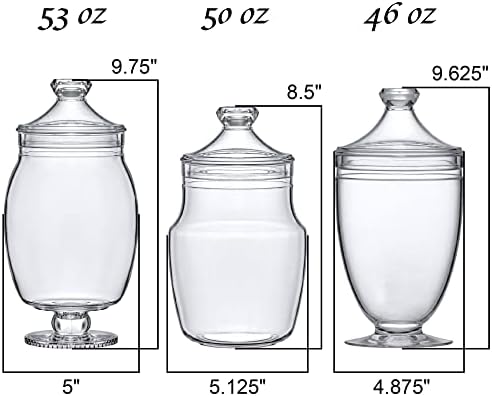Keep - Acrylic Apothecary Jars (3-Piece Set, 52/50/46 oz) (NOT Glass), Plastic Jars with Lids, Bathroom, alternate view 3