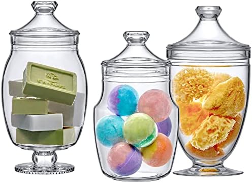 Keep - Acrylic Apothecary Jars (3-Piece Set, 52/50/46 oz) (NOT Glass), Plastic Jars with Lids, Bathroom, alternate view 5