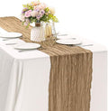 Khaki 10FT Cheesecloth Table Runner Boho Gauze Fabric Table Runner Rustic Sheer Runner for Wedding Birthday Baby