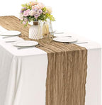 Khaki 10FT Cheesecloth Table Runner Boho Gauze Fabric Table Runner Rustic Sheer Runner for Wedding Birthday Baby