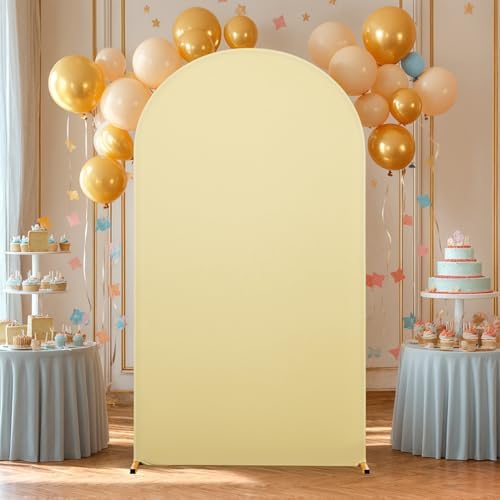 Khaki Arch Backdrop Cover 7.2FT Spandex Fitted Wedding Arch Stand Covers Round Top Chiara Arch Covers Stretchy, alternate