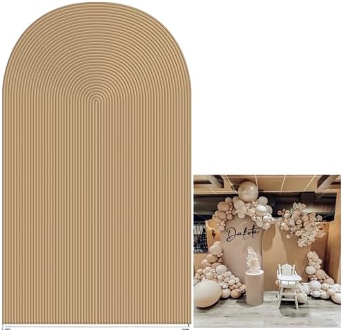 Khaki Ripples Pattern Arch Backdrop Cover for Birthday Party Wedding Baby Shower Decorations Light Tan Chiara