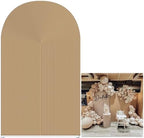 Khaki Ripples Pattern Arch Backdrop Cover for Birthday Party Wedding Baby Shower Decorations Light Tan Chiara