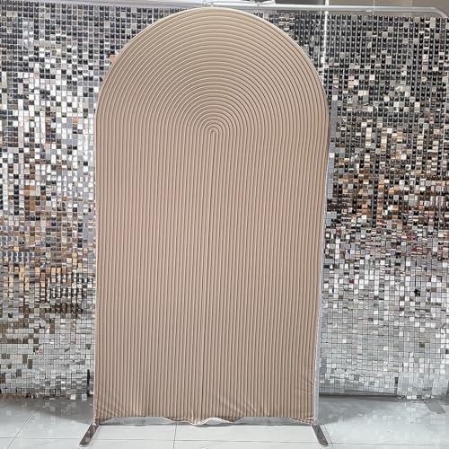 Khaki Ripples Pattern Arch Backdrop Cover for Birthday Party Wedding Baby Shower Decorations Light Tan Chiara, alternate view