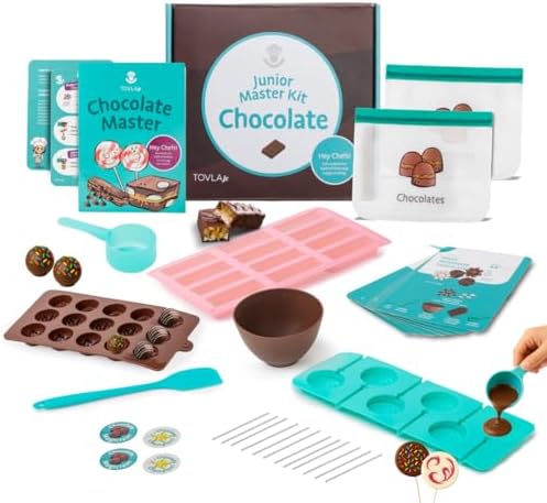 Kids Chocolate Making Kit | Real Reusable Candy Tools | Ages 6-12 in child-size in Teal
