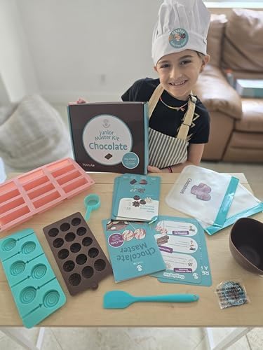 Kids Chocolate Making Kit | Real Reusable Candy Tools | Ages 6-12 in child-size in Teal, alternate view 2