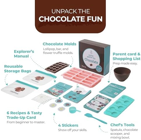 Kids Chocolate Making Kit | Real Reusable Candy Tools | Ages 6-12 in child-size in Teal, alternate view 3