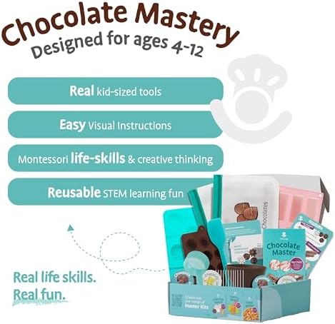Kids Chocolate Making Kit | Real Reusable Candy Tools | Ages 6-12 in child-size in Teal, alternate view 4