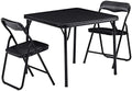 Kids Folding Activity Table and Chairs 3 Piece Set, Portable, with Ultra Soft Padded Cushion, Solid Black