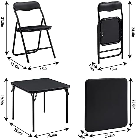 Kids Folding Activity Table and Chairs 3 Piece Set, Portable, with Ultra Soft Padded Cushion, Solid Black, alternate view 3