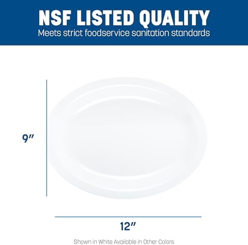 Kingline Plastic Oval Platter Oval Tray for Home and Restaurant, Melamine, 12 x 9 Inches, White, (Pack of 72) in, alternate