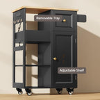 Kitchen Island Cart with Power Outlet, Drawers & Doors, Black in Black, alternate view 5