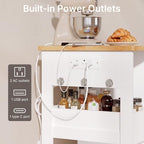 Kitchen Island Cart with Power Outlet, Drawers & Doors, White in White, alternate view 4