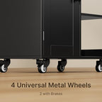 Kitchen Island Cart with Thickened Wooden Countertop, Black in Black, alternate view 6
