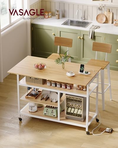 Kitchen Island with Drop Leaf, Power Strip, Pegboard, 47.2" Width, alternate view 2