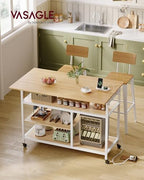 Kitchen Island with Drop Leaf, Power Strip, Pegboard, 47.2" Width, alternate view 2