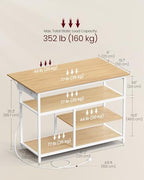 Kitchen Island with Drop Leaf, Power Strip, Pegboard, 47.2" Width, alternate view 3