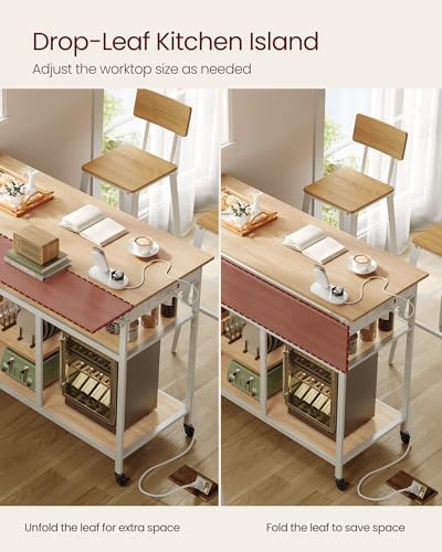 Kitchen Island with Drop Leaf, Power Strip, Pegboard, 47.2" Width, alternate view 4