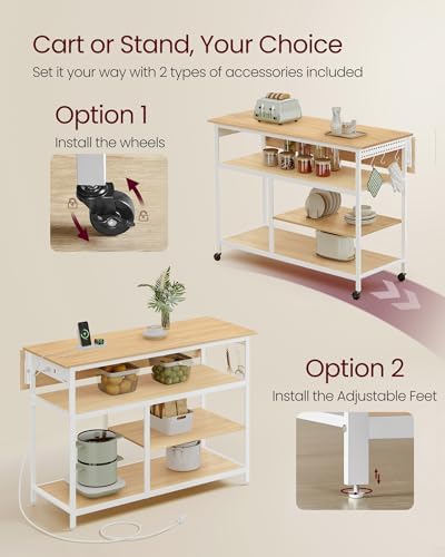 Kitchen Island with Drop Leaf, Power Strip, Pegboard, 47.2" Width, alternate view 6
