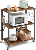 Kitchen Shelf on Wheels, 31.5 Inches Serving Cart with 3 Shelves