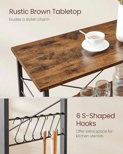 Kitchen Shelf on Wheels, 31.5 Inches Serving Cart with 3 Shelves, alternate view 6