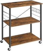 Kitchen Shelf on Wheels, 31.5 Inches Serving Cart with 3 Shelves, alternate view 7
