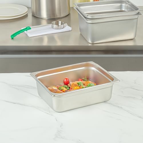 Kitchen Tek 1/2 Half Size Steam Table Pans, 6 Anti-Jam Steam Pans - Lids Sold Separately, 4” Deep, 24 Gauge, alternate view 2