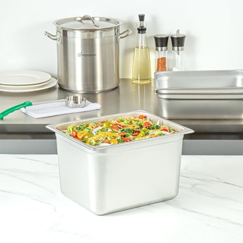 Kitchen Tek 1/2 Half Size Steam Table Pans, 6 Anti-Jam Steam Pans - Lids Sold Separately, 8” Deep, 24 Gauge, alternate view 2