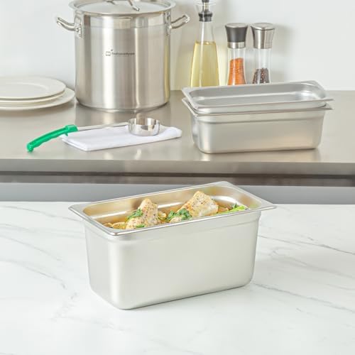 Kitchen Tek 1/3 Size Steam Table Pans, 12 Anti-Jam Steam Pans - Lids Sold Separately, 6” Deep, 24 Gauge, alternate view 2