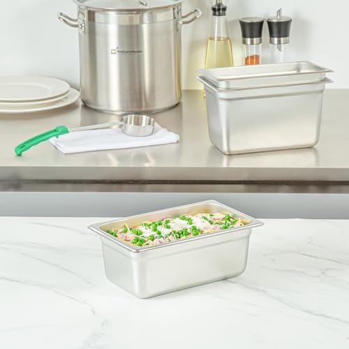 Kitchen Tek 1/4 Size Steam Table Pans, 12 Anti-Jam Steam Pans - Lids Sold Separately, 4” Deep, 24 Gauge, alternate view 4