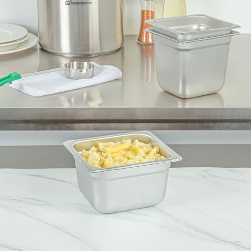 Kitchen Tek 1/6 Size Steam Table Pans, 12 Anti-Jam Steam Pans - Lids Sold Separately, 4” Deep, 24 Gauge, alternate view 2