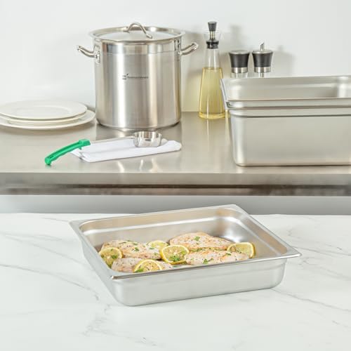 Kitchen Tek 2/3 Size Steam Table Pans, 12 Anti-Jam Steam Pans - Lids Sold Separately, 2.5” Deep, 24 Gauge, alternate view 2