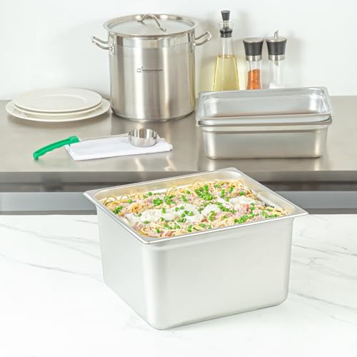 Kitchen Tek 2/3 Size Steam Table Pans, 6 Anti-Jam Steam Pans - Lids Sold Separately, 8” Deep, 24 Gauge Stainless, alternate
