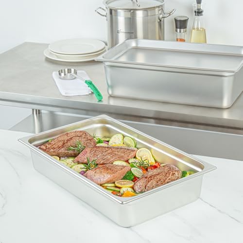 Kitchen Tek Full Size Steam Table Pans, 6 Anti-Jam Steam Pans - Lids Sold Separately, 4” Deep, 24 Gauge, alternate view 2
